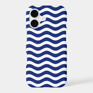 Modern Wavy Navy Blue Stripes Decor
