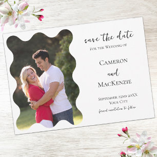 Modern Wavy Photo Wedding Save the Date Invitation