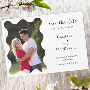 Modern Wavy Photo Wedding Save the Date Invitation