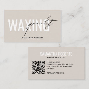 Modern waxing specialist QR Code grey black Business Card