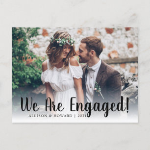 Modern We Are Engaged Photo Script Engagement Announcement Postcard