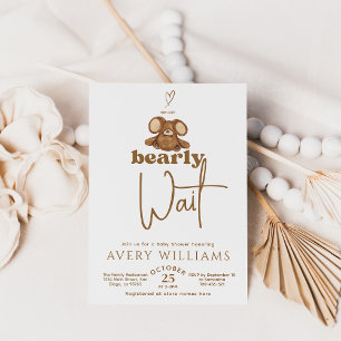 Modern We Can Bearly Wait Baby Shower  Invitation
