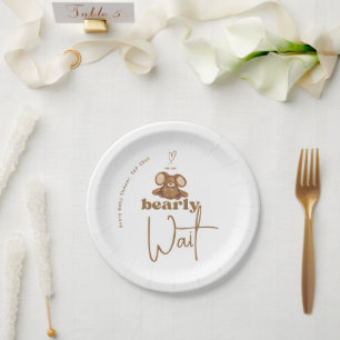 Modern We Can Bearly Wait Baby Shower  Paper Plate