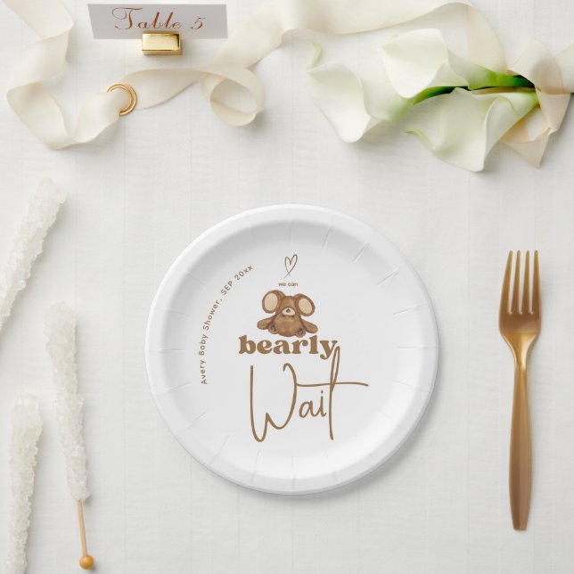 Modern We Can Bearly Wait Baby Shower  Paper Plate (Wedding)