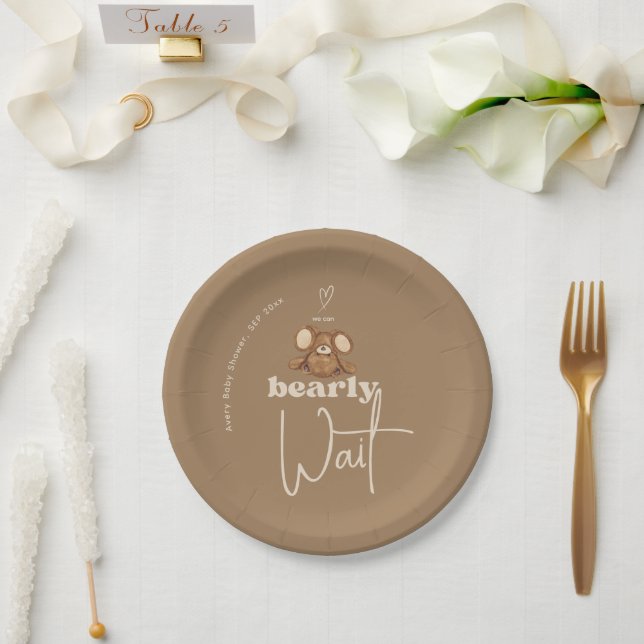 Modern We Can Bearly Wait Baby Shower  Paper Plate (Wedding)