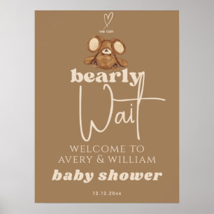 Modern We Can Bearly Wait Baby Shower  Poster