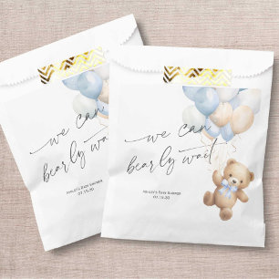 Modern We Can Bearly Wait Blue Boy Shower Favour Bags