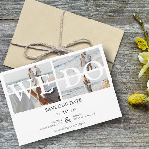 Modern We Do Calligraphy 4 Photos Collage Wedding Save The Date
