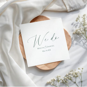 Modern We Do Couples Names Script Wedding Napkin