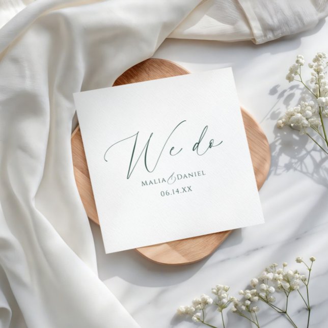 Modern We Do Couples Names Script Wedding Napkin (Creator Uploaded)