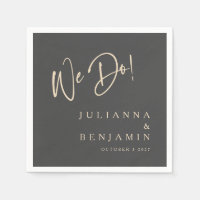 Modern We Do Elegant Custom Black Beige Wedding 