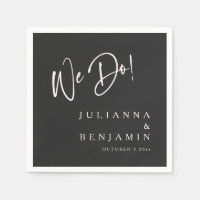 Modern We Do Elegant Custom Black Cream Wedding