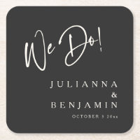 Modern We Do Elegant Custom Black Cream Wedding