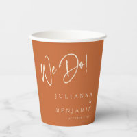 Modern We Do Elegant Custom Wedding Burnt Orange