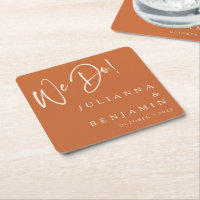 Modern We Do Elegant Custom Wedding Burnt Orange