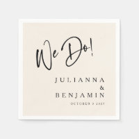 Modern We Do Elegant Custom Wedding Ivory Black