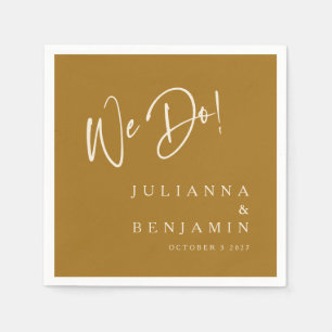 Modern We Do Elegant Custom Wedding Ochre Gold Napkin