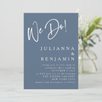 Modern We Do Elegant Slate Blue Wedding