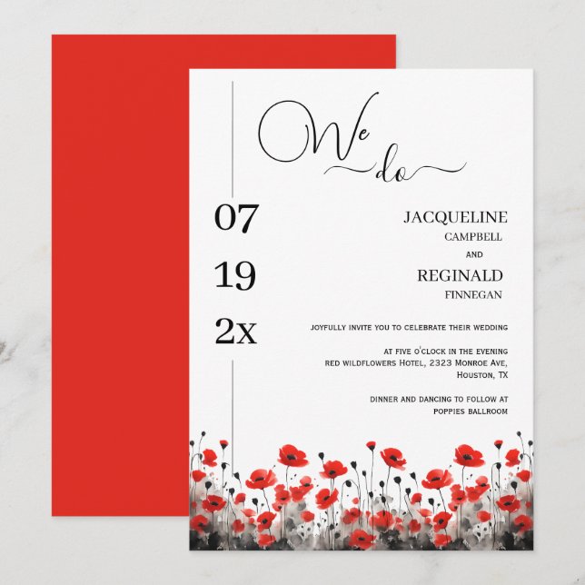 Modern We Do Minimalist Floral Wedding Invitation (Front/Back)