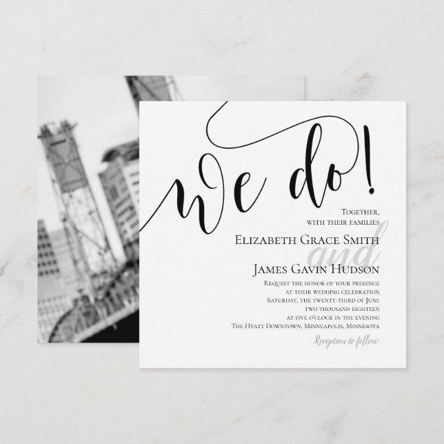 Modern We Do Photo Wedding Invitation (Front/Back)