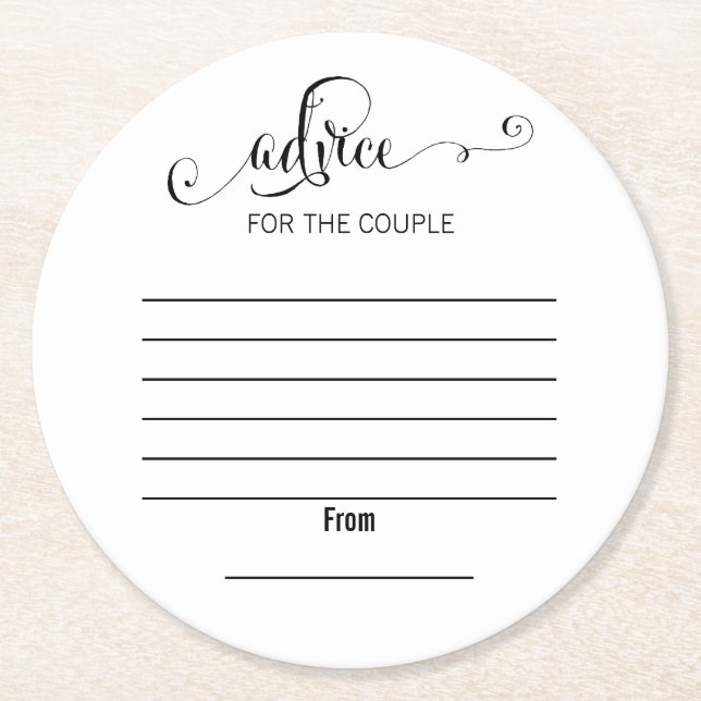 Modern We Do Script Wedding Advice Paper Coaster (Front)