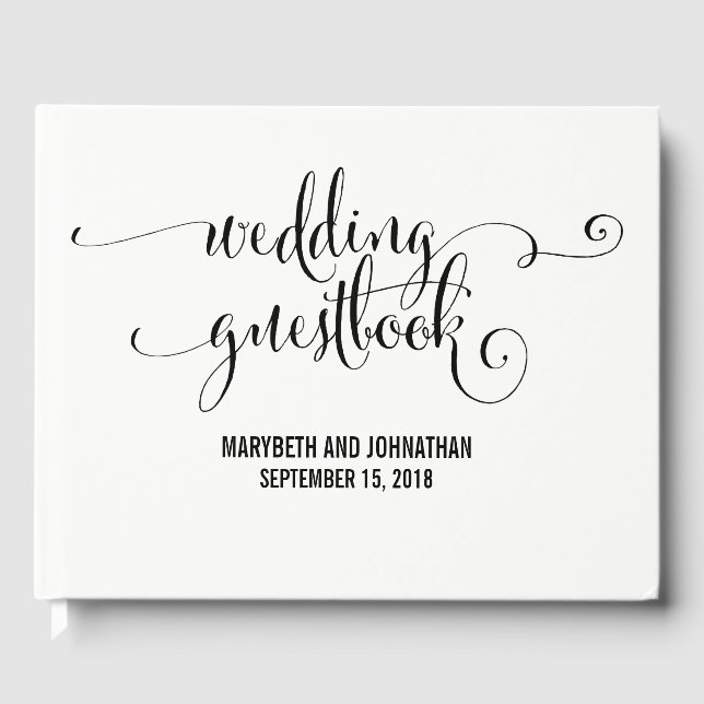 Modern We Do Script Wedding Guest Book (Front)