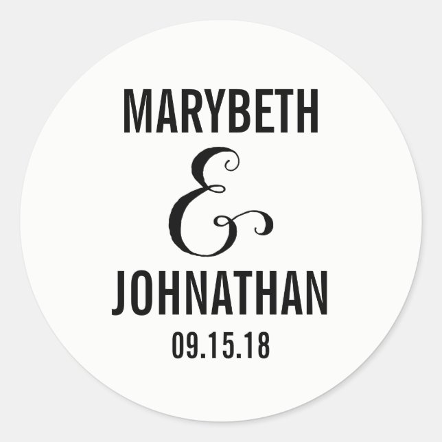 Modern We Do Script Wedding Sticker (Front)