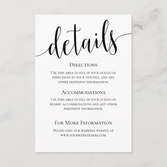 Modern We Do Wedding Details Card (Front)