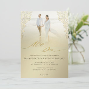 Modern “We Do” Wedding Invitation Gold Damask