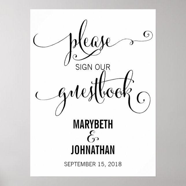 Modern We Do Wedding Script Guest Book Poster Sign (Front)