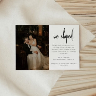 Modern We Eloped Wedding Photo Elopement Reception Invitation