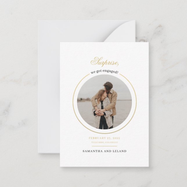 Modern We Got Engaged Photo Engagement Party Card (Front)