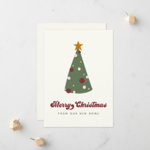 Modern We Have Moved Christmas Tree Holiday Moving Announcement