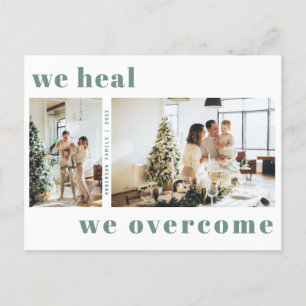 Modern We Heal We Overcome Christmas Holiday Photo Postcard
