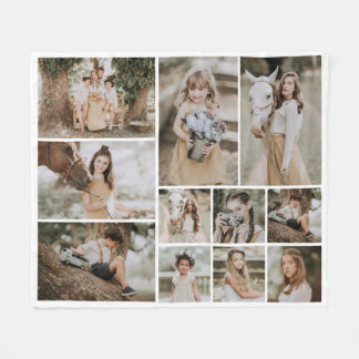 Modern We Love You 11 Photo Collage Fleece Blanket