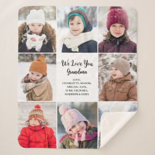 Modern We Love You 8 Photo Collage  Sherpa Blanket