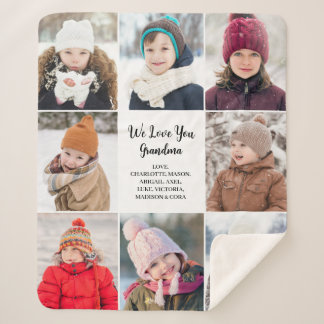 Modern We Love You 8 Photo Collage  Sherpa Blanket