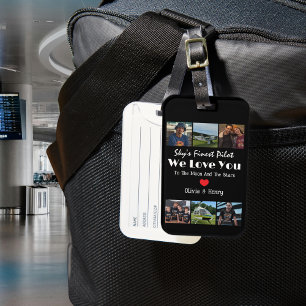 Modern 'We Love You' Custom Photo Collage Luggage Tag