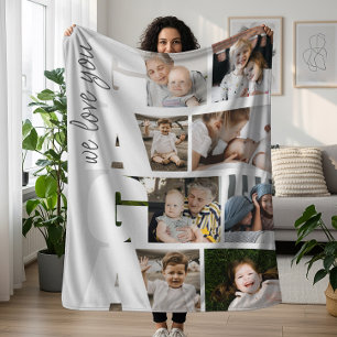 Modern We Love You Gaga 8-Photo Collage Fleece Blanket