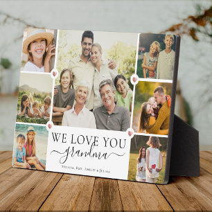 Modern We Love You Grandma Family Photo Collage Plaque