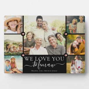 Modern We Love You Memaw Family Photo Collage Plaq Plaque