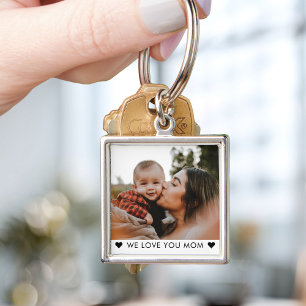 Modern WE LOVE YOU MOM Mother's Day Photo Key Ring