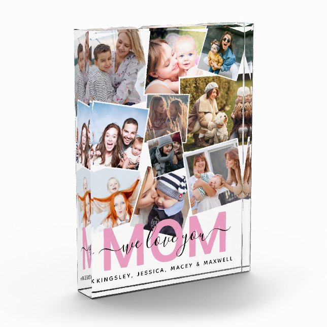 Modern 'We Love You' Mum Memory  Photo Block (Left)