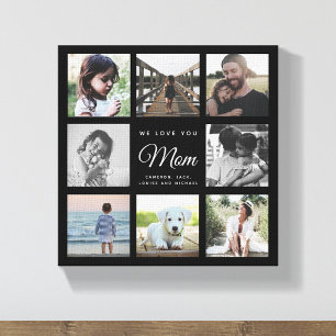 Modern WE LOVE YOU Mum Mother's Day Photo Collage  Canvas Print