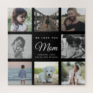 Modern WE LOVE YOU Mum Mother's Day Photo Collage Jigsaw Puzzle