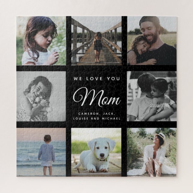 Modern WE LOVE YOU Mum Mother's Day Photo Collage  Jigsaw Puzzle (Vertical)