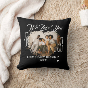 Modern We Love You Mum Photo collage Cushion