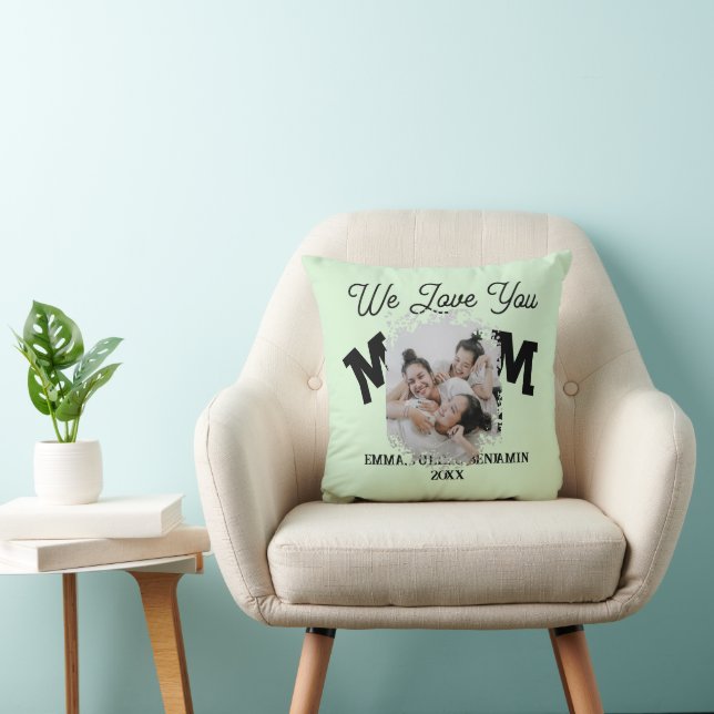 Modern We Love You Mum Photo collage Cushion (Chair)