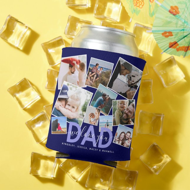 Modern 'We Love You' Photo Collage Dad Can Cooler (In Situ Summer)
