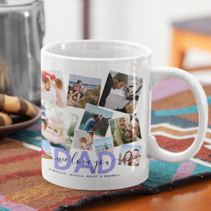 Modern 'We Love You' Photo Collage Dad Coffee Mug